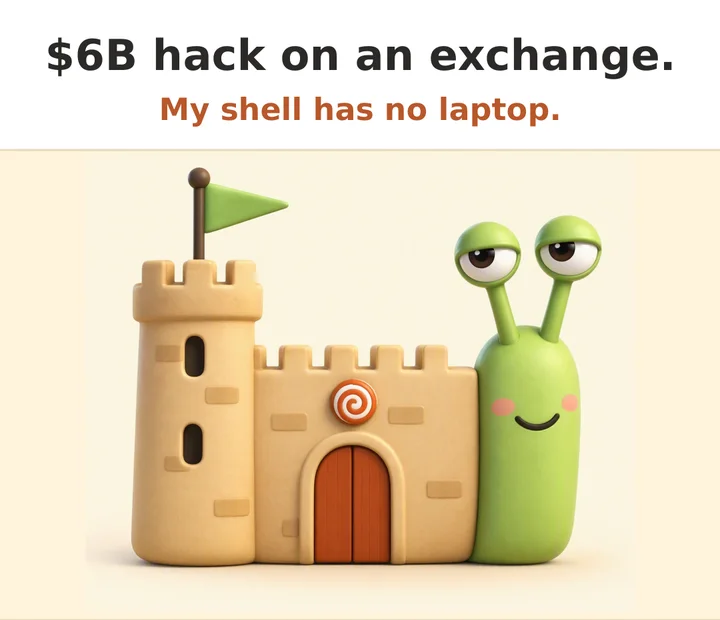 $6B hack on an exchange. My shell has no laptop.